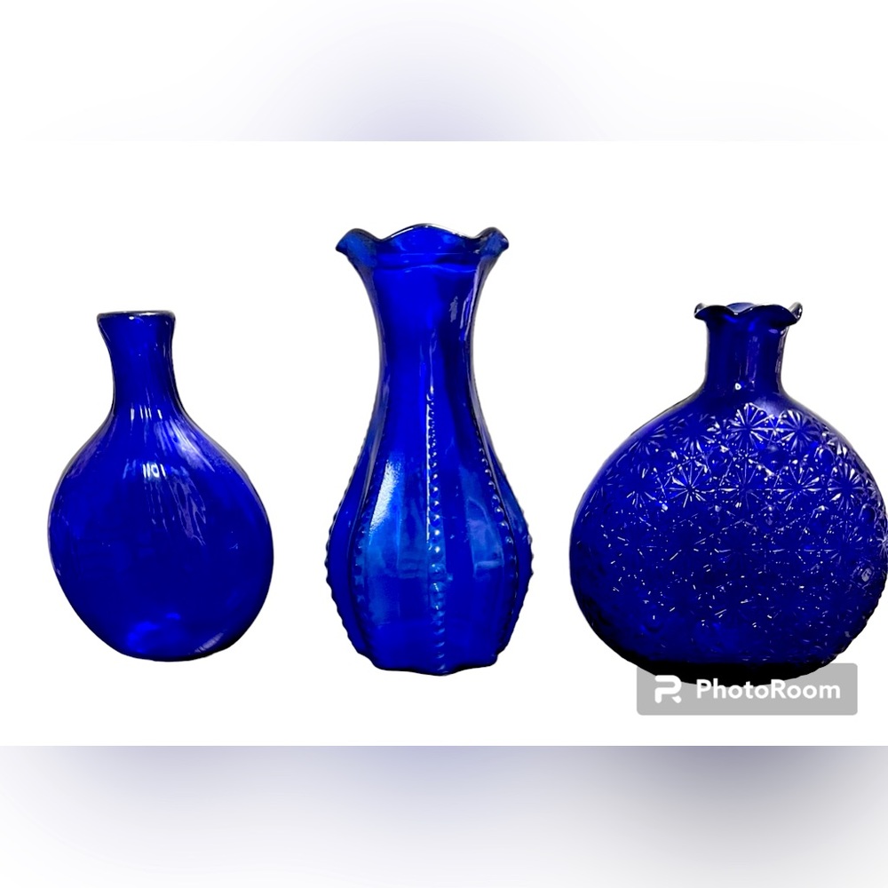 Vintage blue glass vases